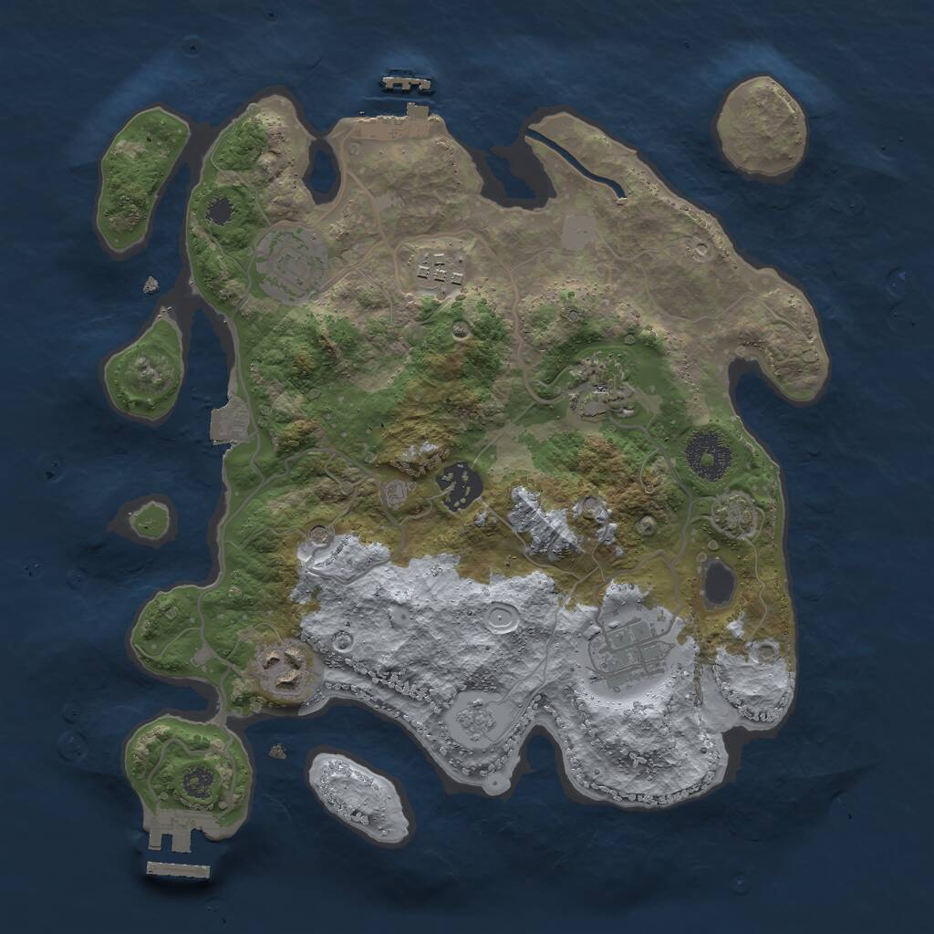 Rust Map: Procedural Map, Size: 3000, Seed: 614946314, 12 Monuments