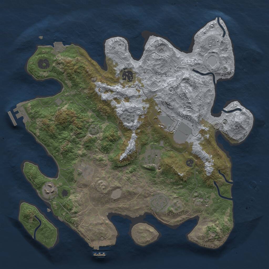 Rust Map: Procedural Map, Size: 3500, Seed: 92603279, 14 Monuments