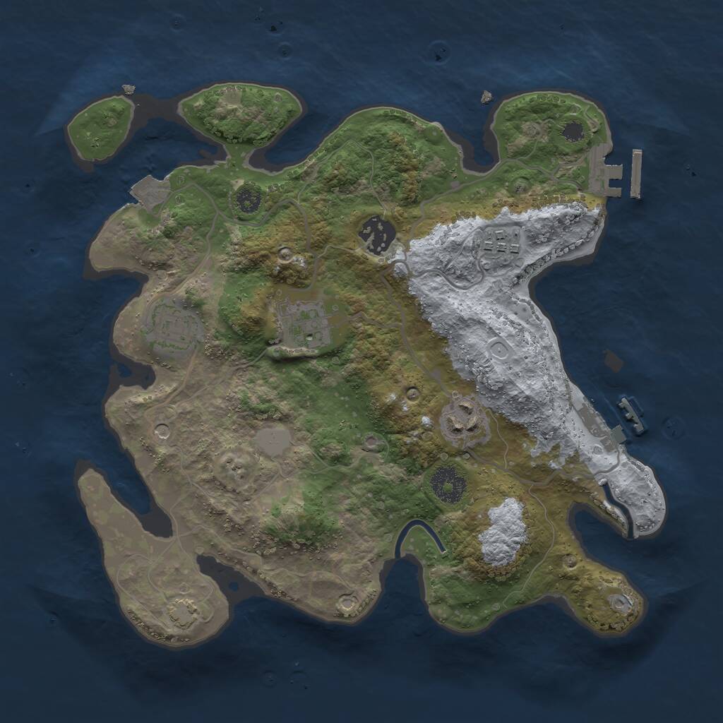 Rust Map: Procedural Map, Size: 3000, Seed: 985382053, 10 Monuments