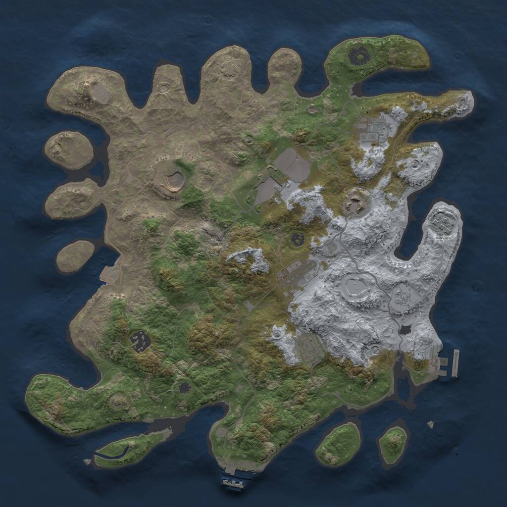 Rust Map: Procedural Map, Size: 3700, Seed: 1857972246, 14 Monuments