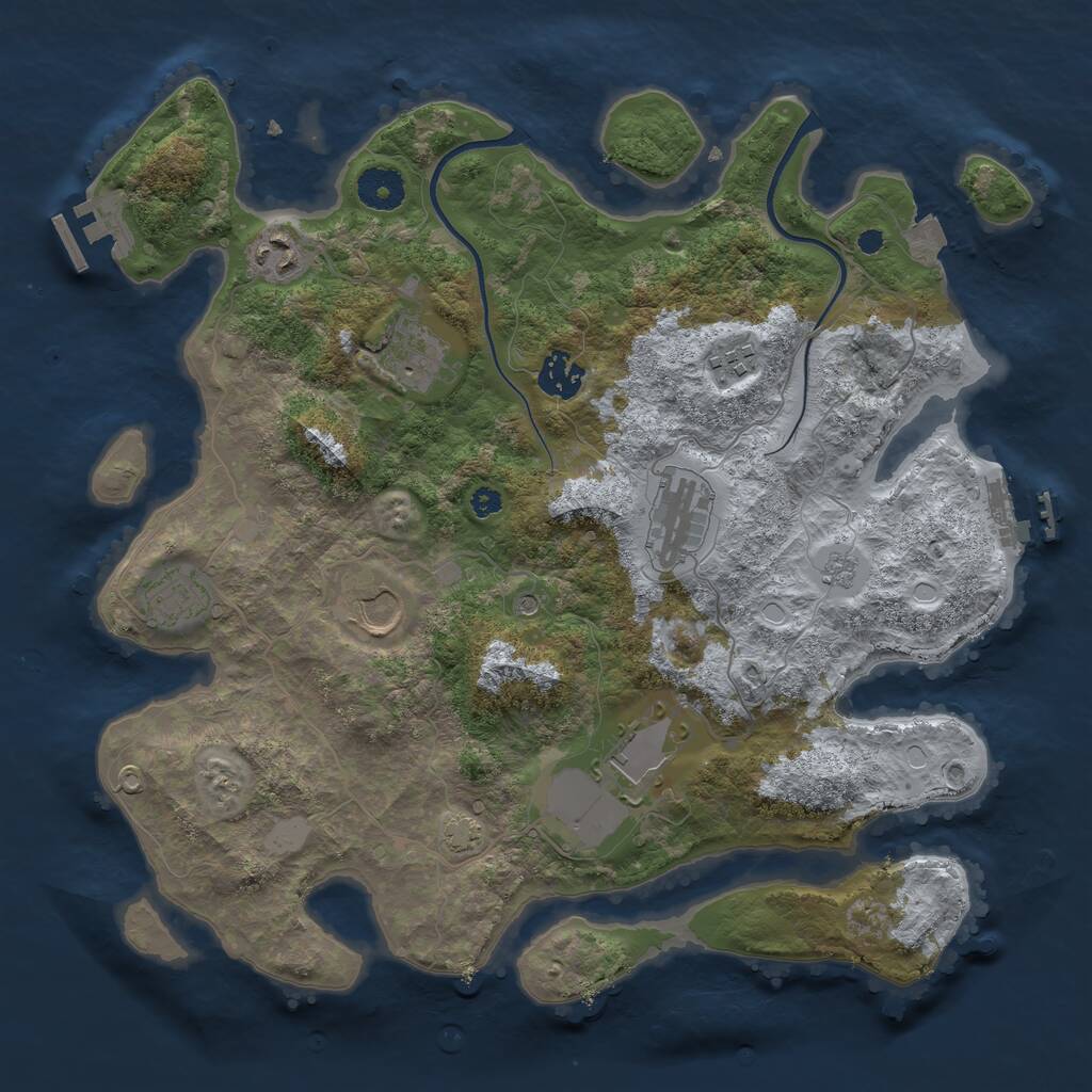 Rust Map: Procedural Map, Size: 3600, Seed: 405879703, 14 Monuments