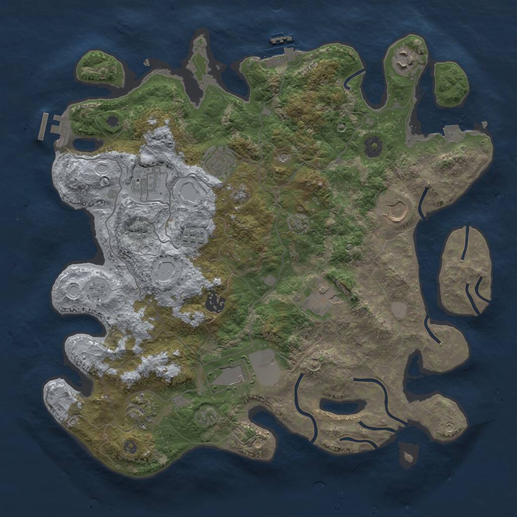 Rust Map: Procedural Map, Size: 3750, Seed: 3255234, 15 Monuments