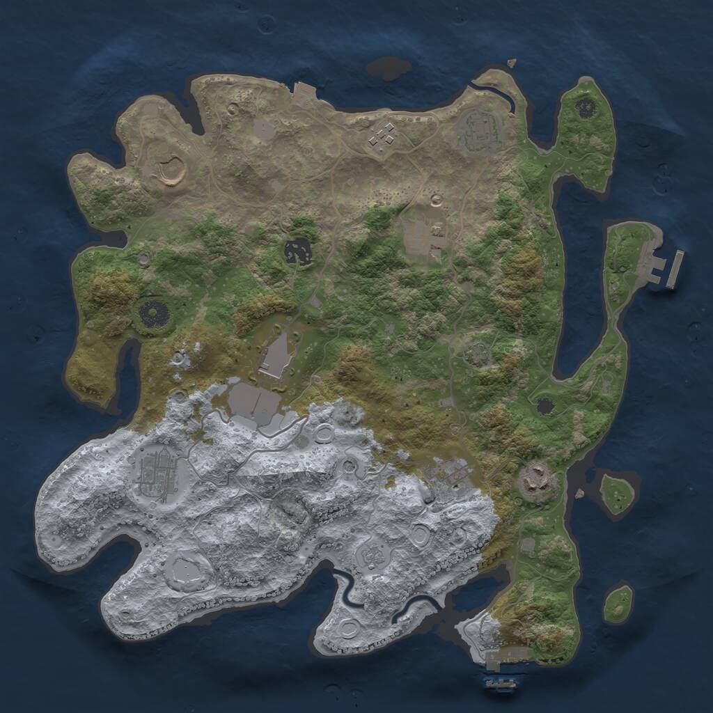 Rust Map: Procedural Map, Size: 3700, Seed: 1421131190, 15 Monuments