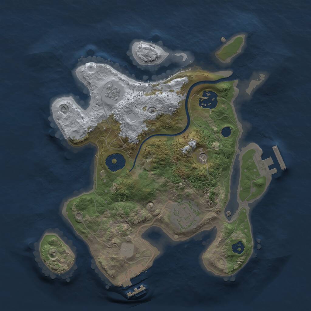 Rust Map: Procedural Map, Size: 2500, Seed: 46253142, 7 Monuments