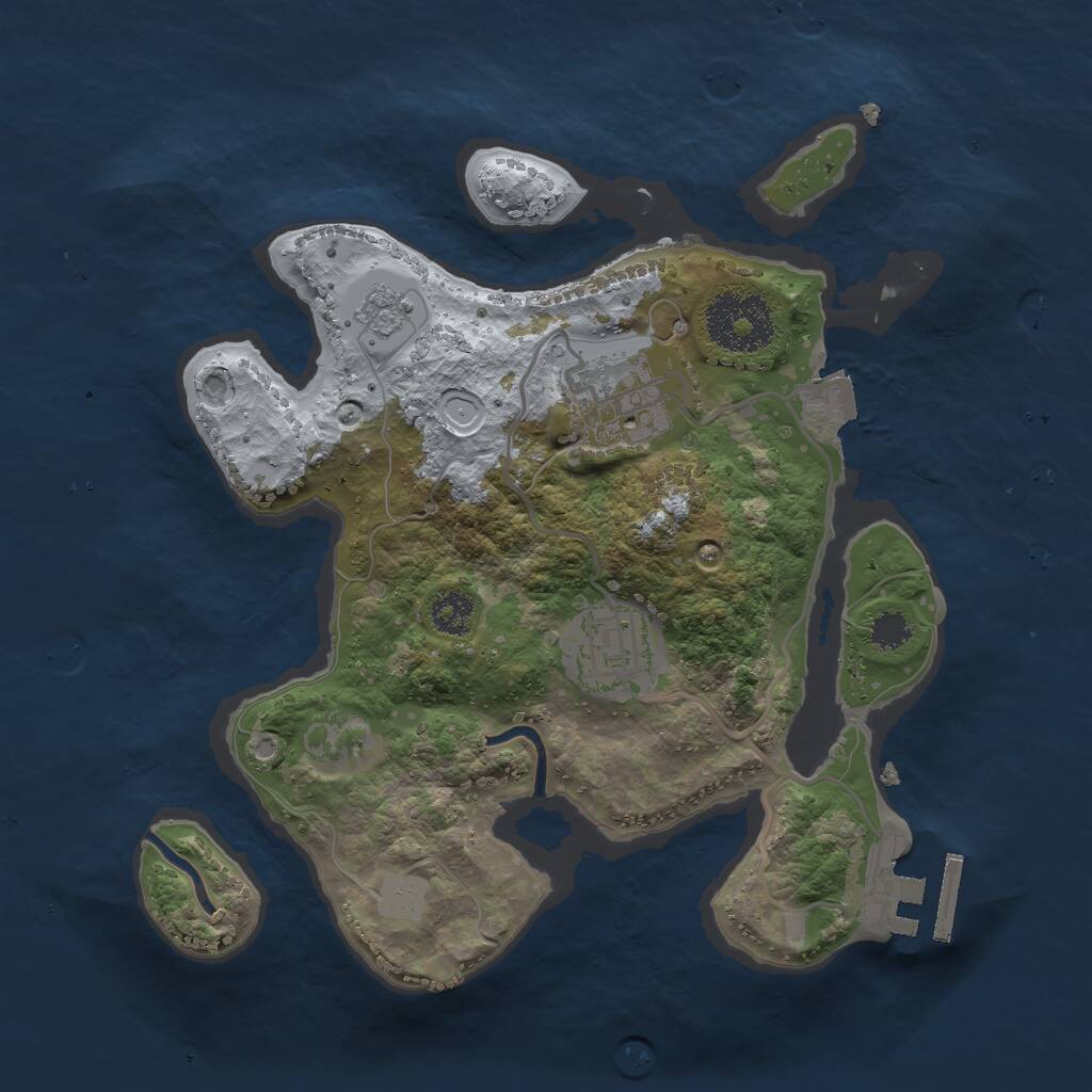 Rust Map: Procedural Map, Size: 2500, Seed: 46253142, 5 Monuments