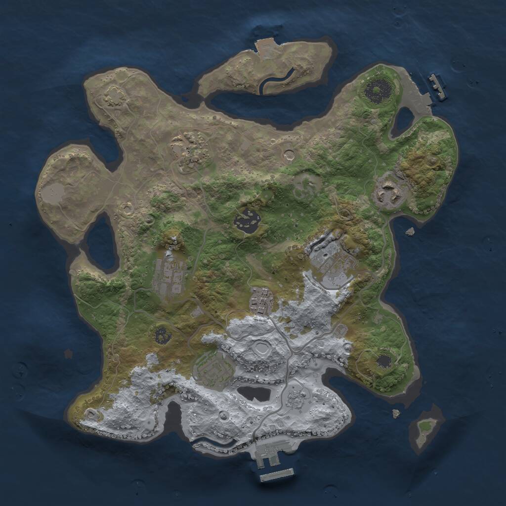 Rust Map: Procedural Map, Size: 3000, Seed: 2028541458, 13 Monuments