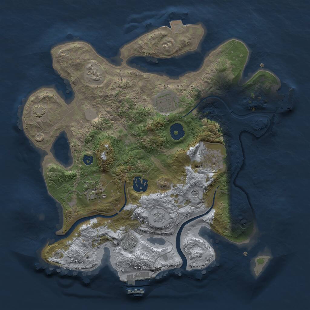 Rust Map: Procedural Map, Size: 3000, Seed: 2028541458, 11 Monuments