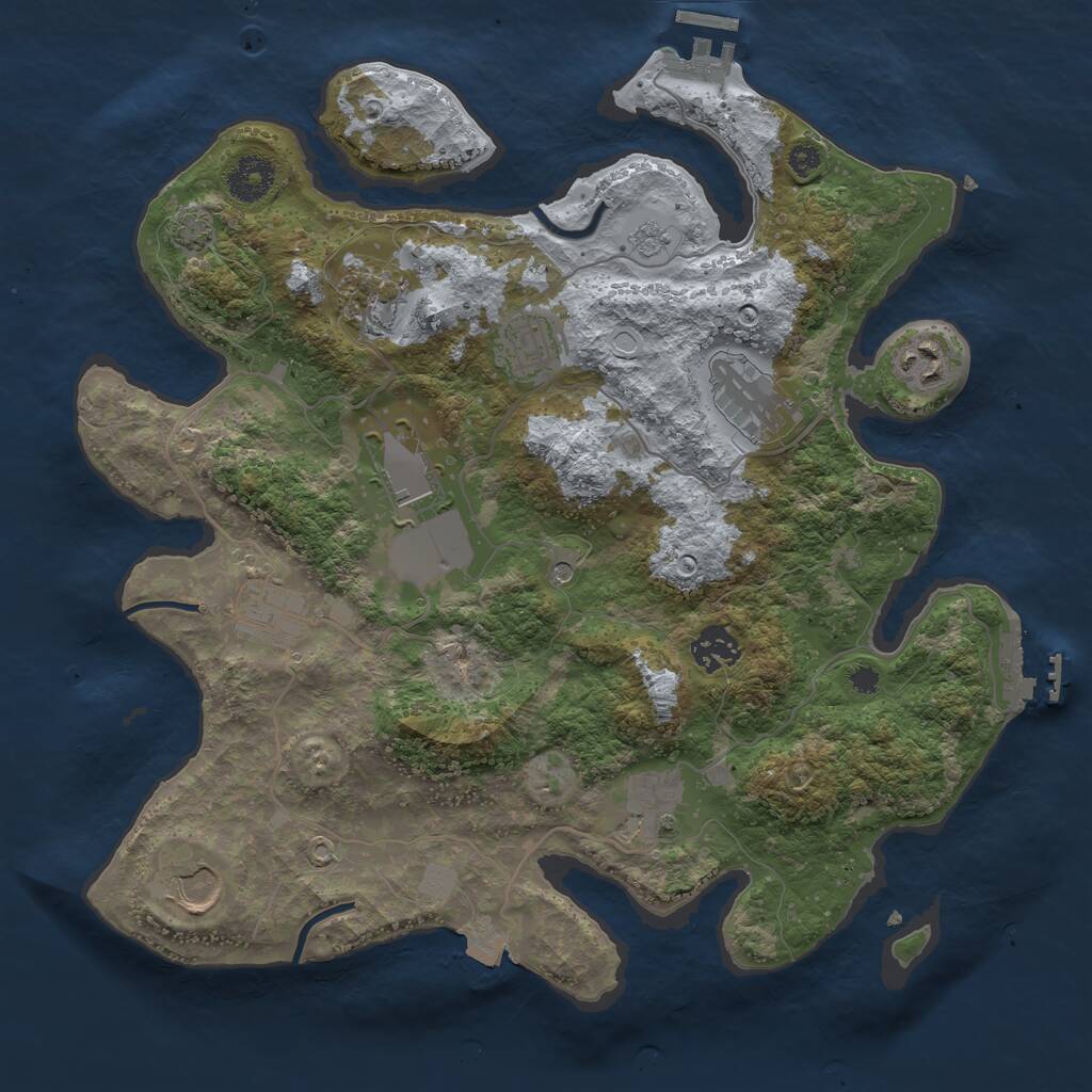 Rust Map: Procedural Map, Size: 3500, Seed: 159105687, 15 Monuments