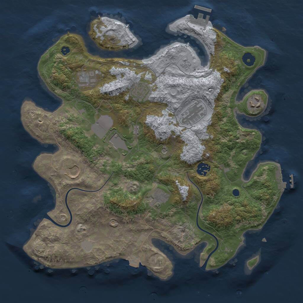 Rust Map: Procedural Map, Size: 3500, Seed: 159105687, 14 Monuments