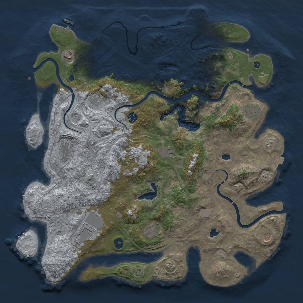 Rust Map: Procedural Map, Size: 4500, Seed: 1968490427, 16 Monuments
