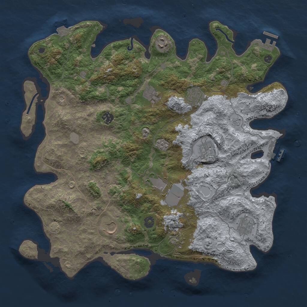 Rust Map: Procedural Map, Size: 4000, Seed: 12887381, 16 Monuments