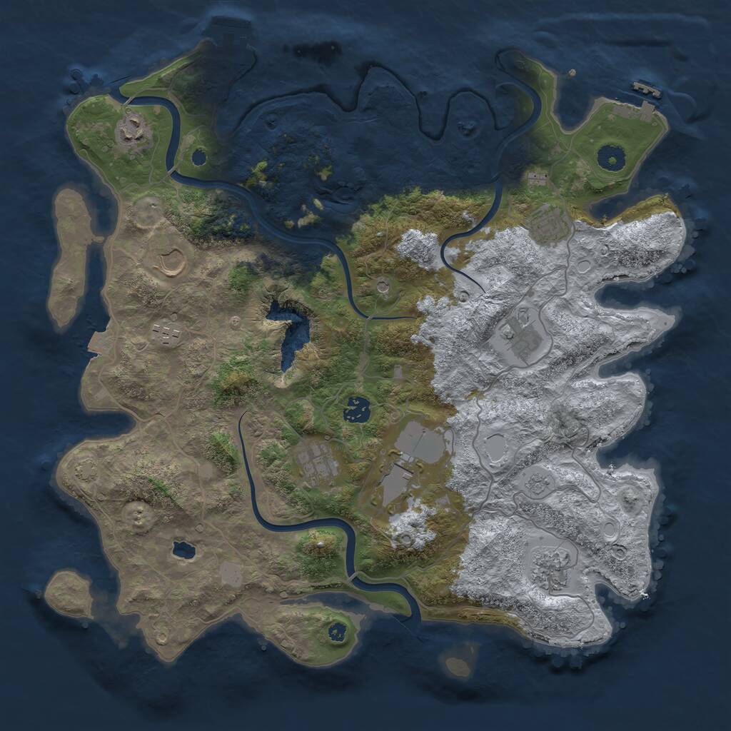 Rust Map: Procedural Map, Size: 4000, Seed: 12887381, 15 Monuments