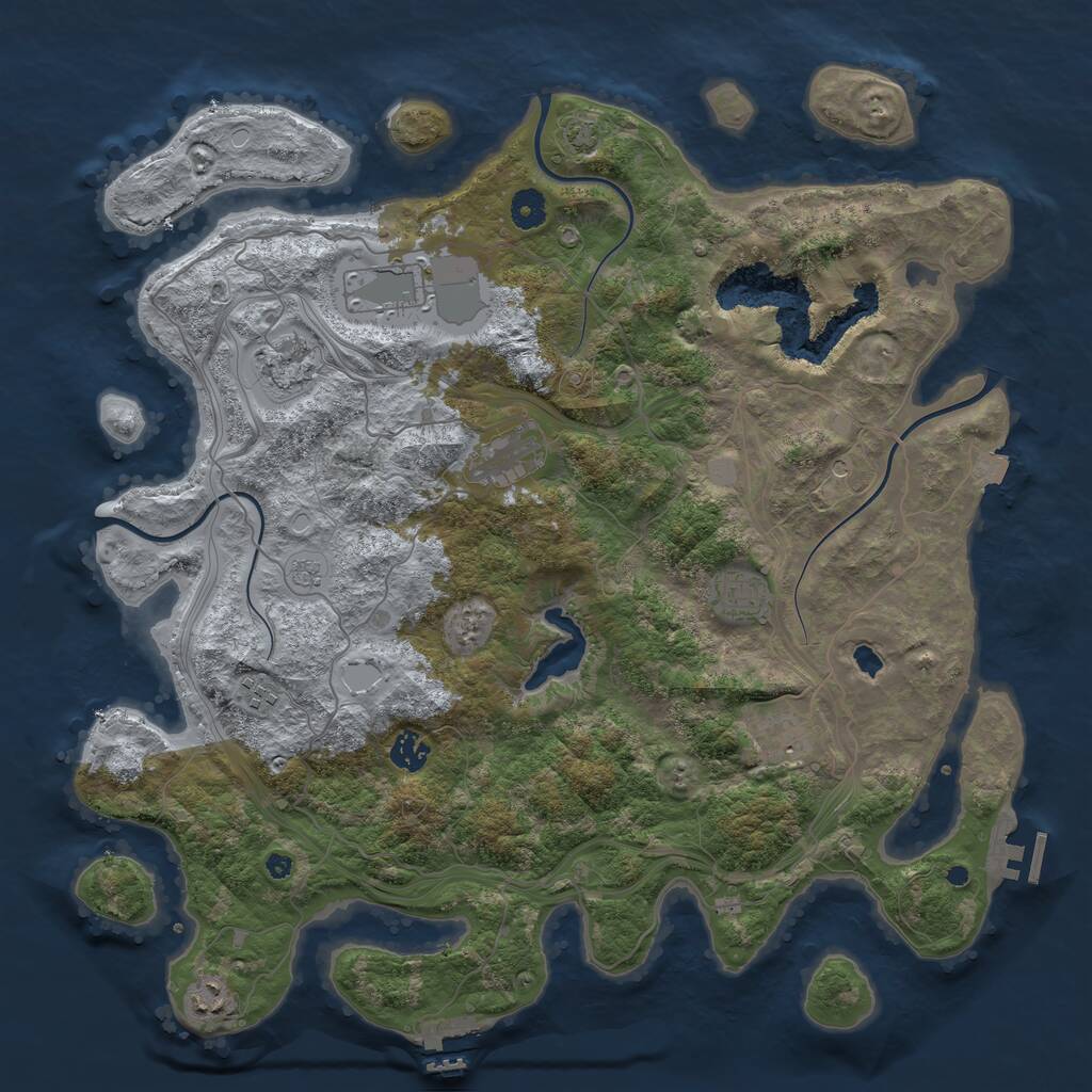 Rust Map: Procedural Map, Size: 4250, Seed: 61143673, 14 Monuments