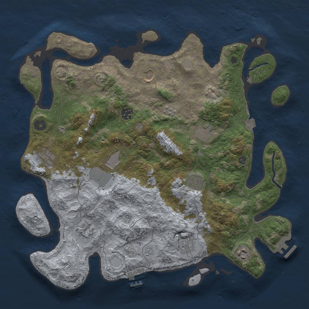 Rust Map: Procedural Map, Size: 3900, Seed: 689777, 16 Monuments