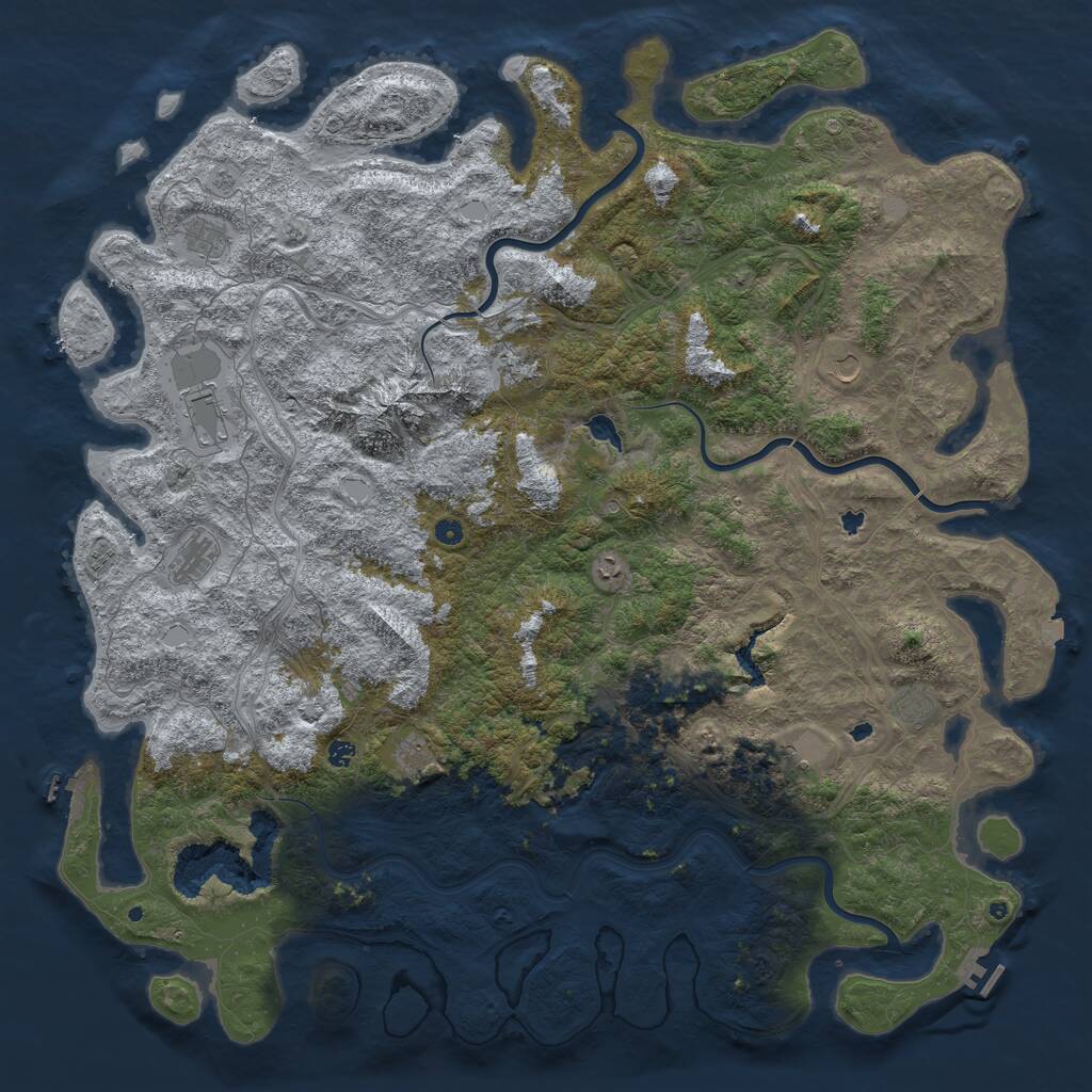 Rust Map: Procedural Map, Size: 6000, Seed: 108961295, 17 Monuments