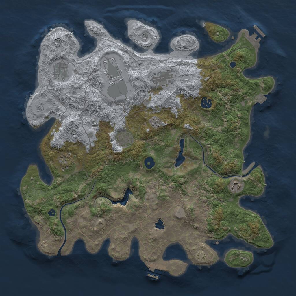 Rust Map: Procedural Map, Size: 4000, Seed: 32591, 14 Monuments