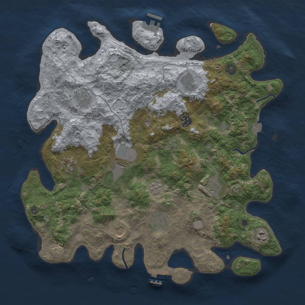 Rust Map: Procedural Map, Size: 4000, Seed: 32591, 16 Monuments