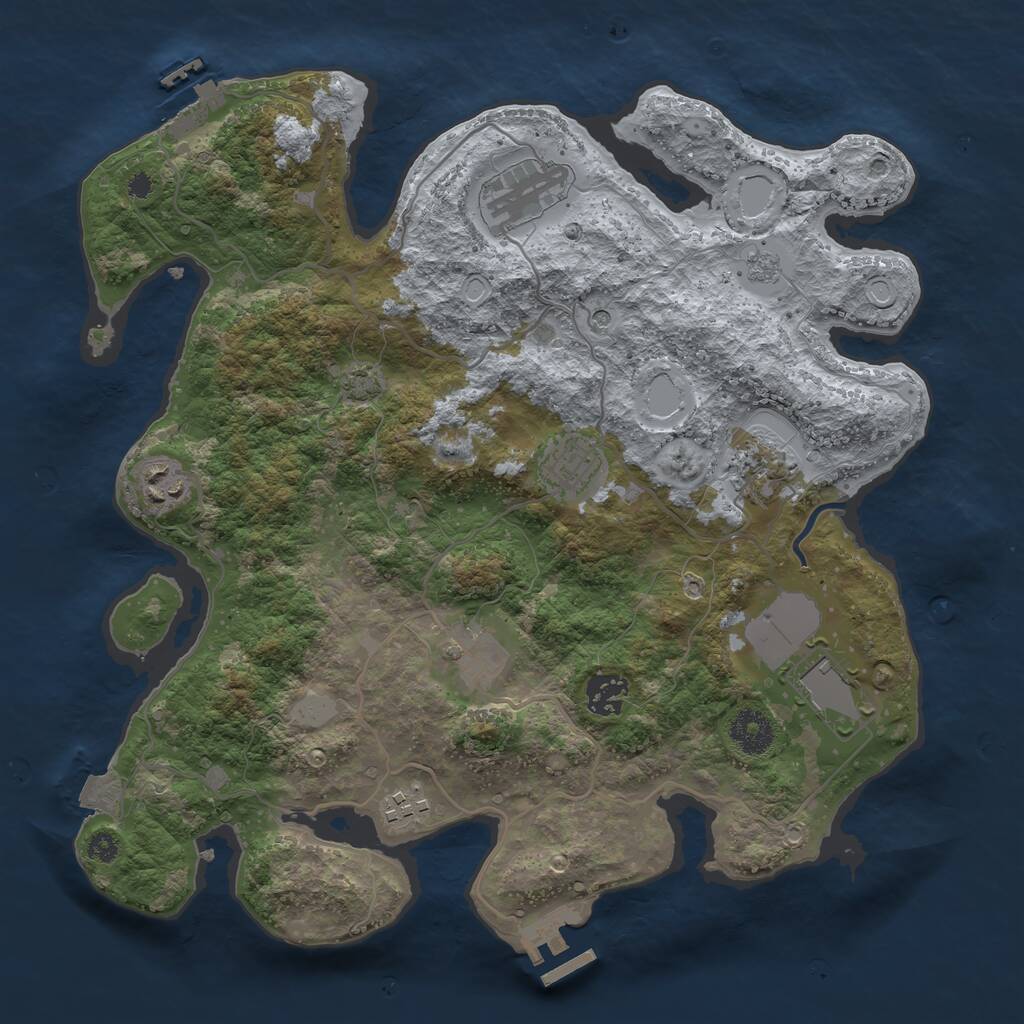 Rust Map: Procedural Map, Size: 3500, Seed: 21033342, 14 Monuments