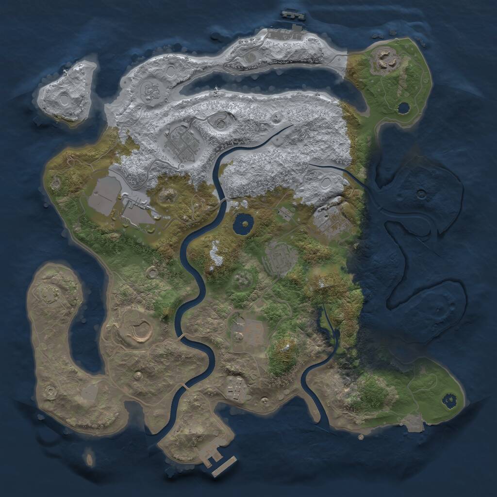 Rust Map: Procedural Map, Size: 3500, Seed: 756605097, 14 Monuments