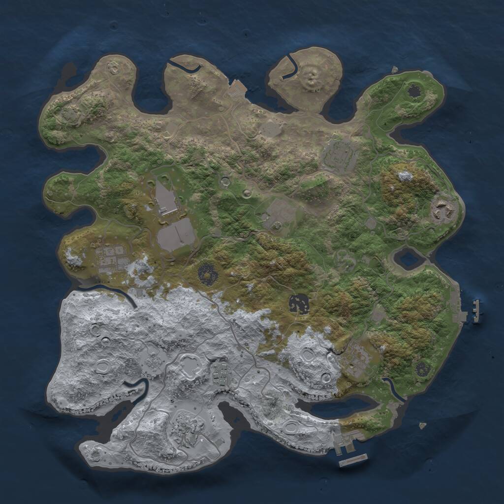 Rust Map: Procedural Map, Size: 3500, Seed: 661949178, 15 Monuments