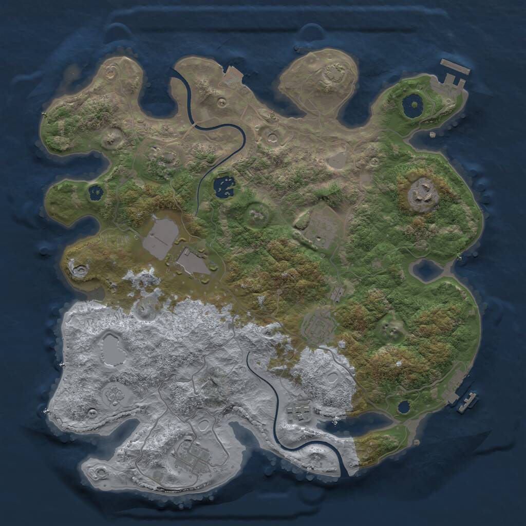 Rust Map: Procedural Map, Size: 3500, Seed: 661949178, 14 Monuments