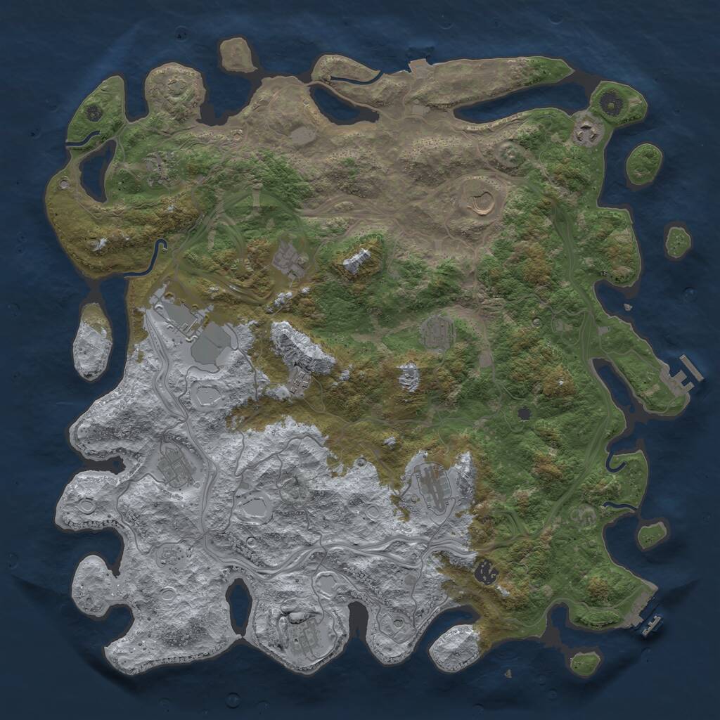 Rust Map: Procedural Map, Size: 4600, Seed: 208751503, 17 Monuments