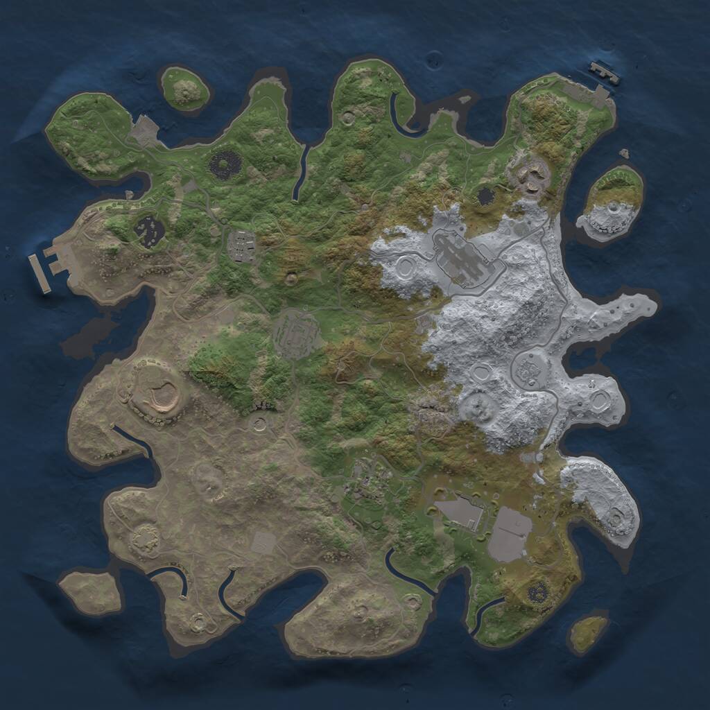 Rust Map: Procedural Map, Size: 3500, Seed: 577497016, 14 Monuments