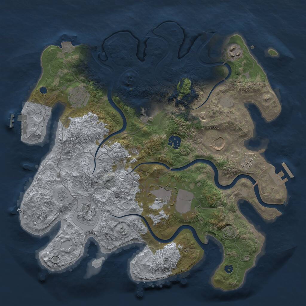 Rust Map: Procedural Map, Size: 3500, Seed: 1172355773, 14 Monuments