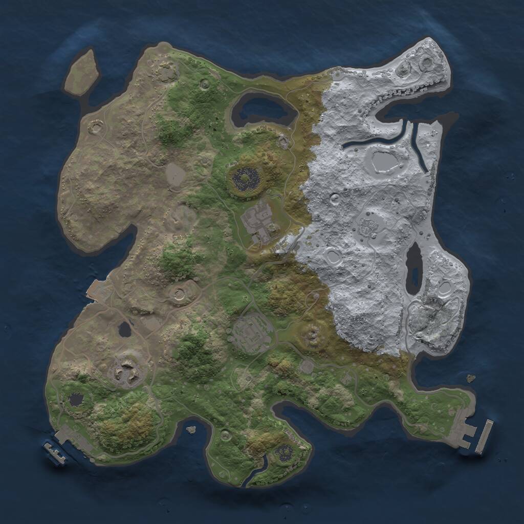 Rust Map: Procedural Map, Size: 3000, Seed: 64153, 9 Monuments