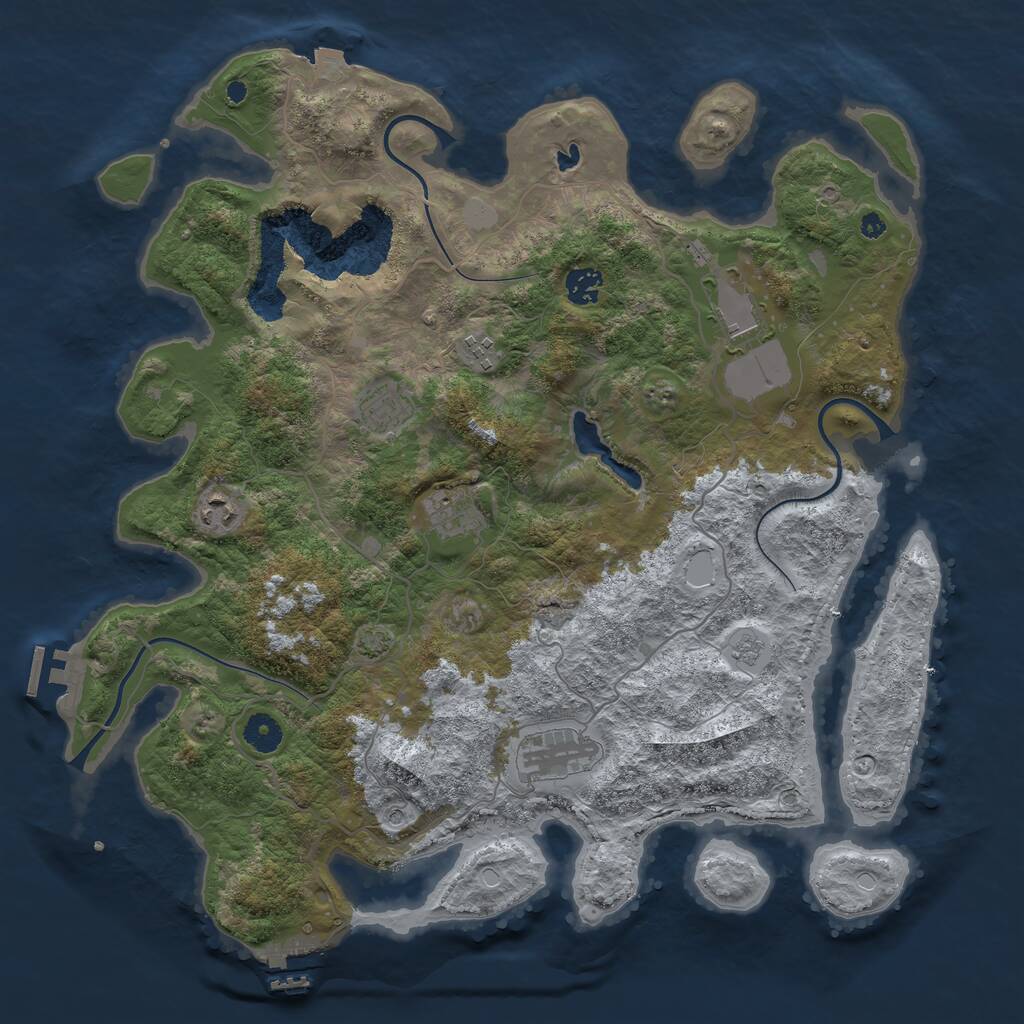 Rust Map: Procedural Map, Size: 4069, Seed: 13, 13 Monuments