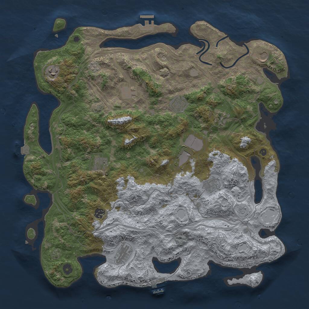 Rust Map: Procedural Map, Size: 4500, Seed: 91709907, 17 Monuments