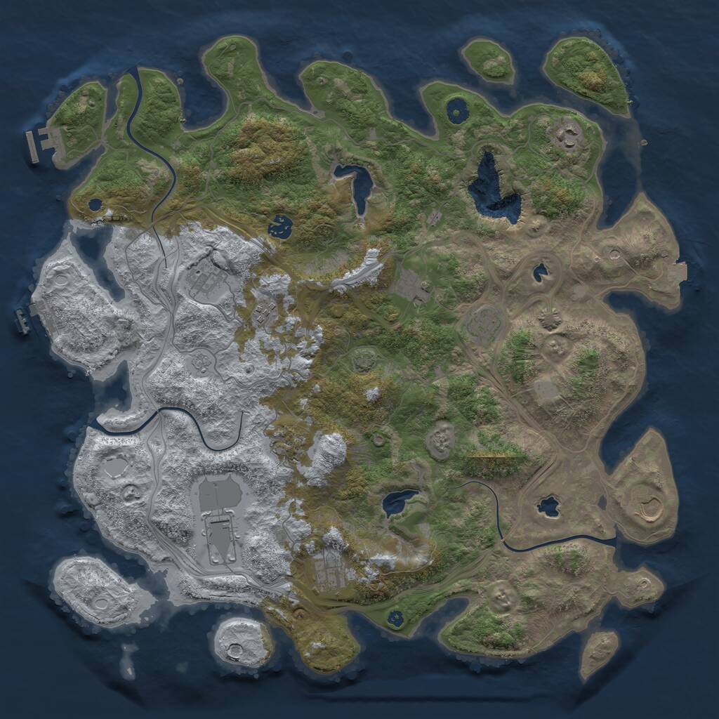 Rust Map: Procedural Map, Size: 4500, Seed: 662348306, 16 Monuments