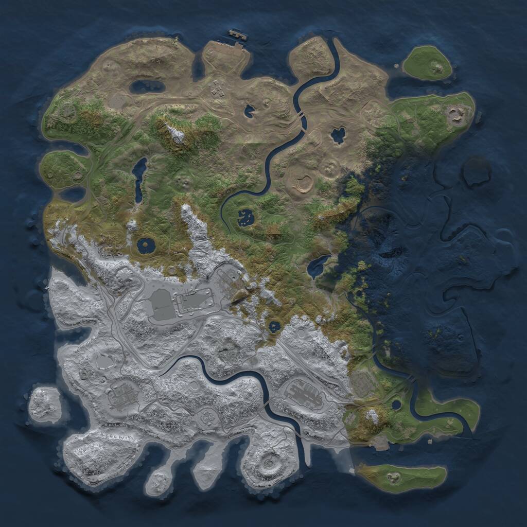 Rust Map: Procedural Map, Size: 4500, Seed: 454545412, 16 Monuments