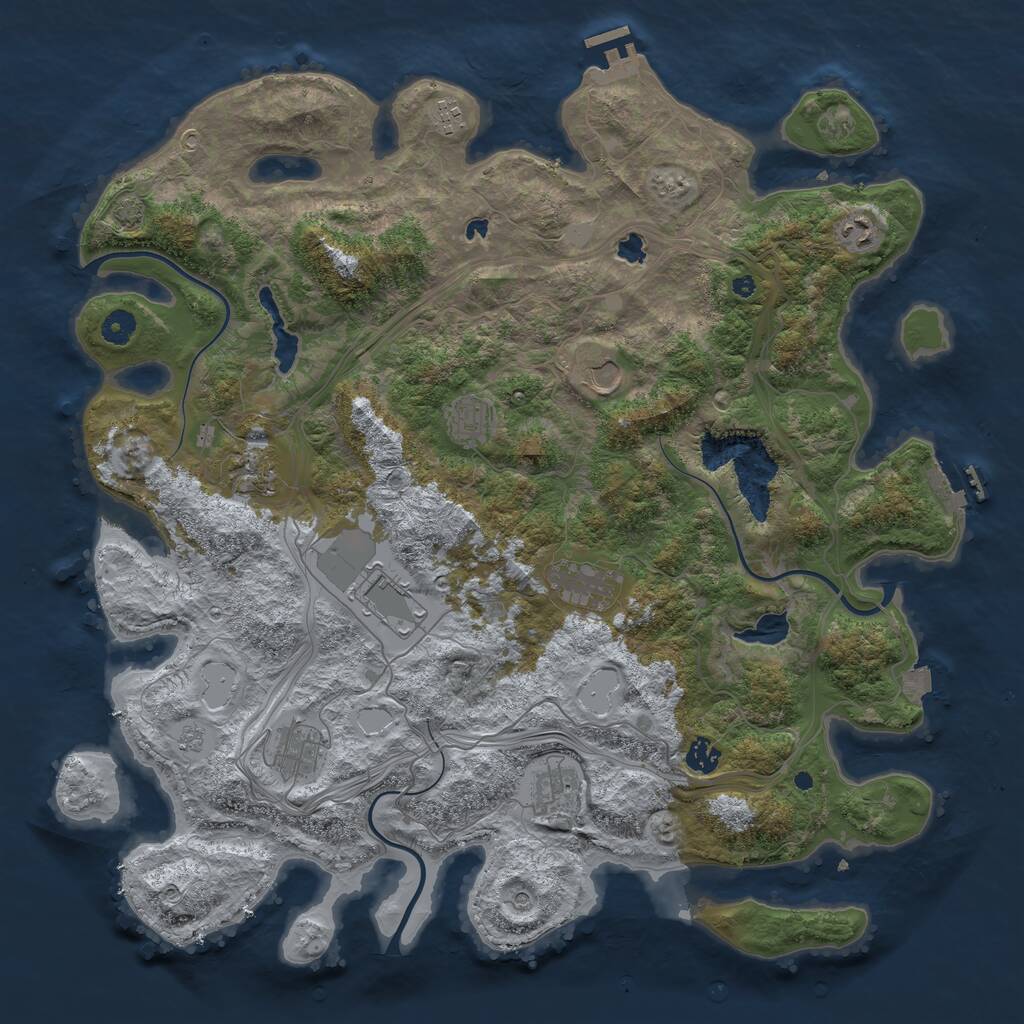 Rust Map: Procedural Map, Size: 4500, Seed: 454545412, 16 Monuments