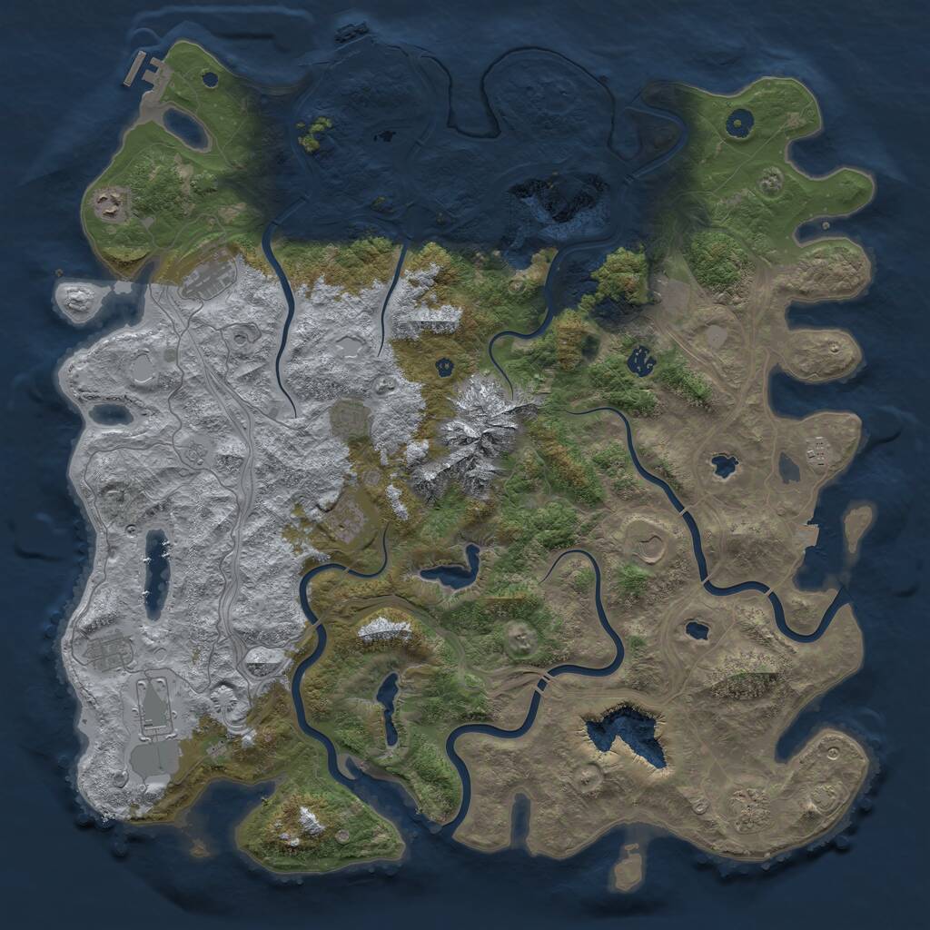 Rust Map: Procedural Map, Size: 5000, Seed: 1190888376, 17 Monuments
