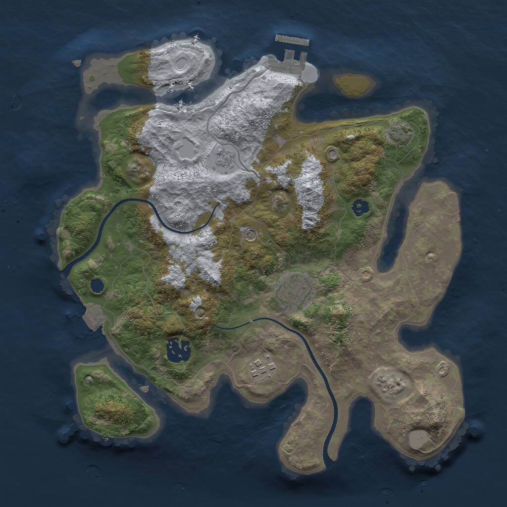 Rust Map: Procedural Map, Size: 3000, Seed: 1481, 8 Monuments