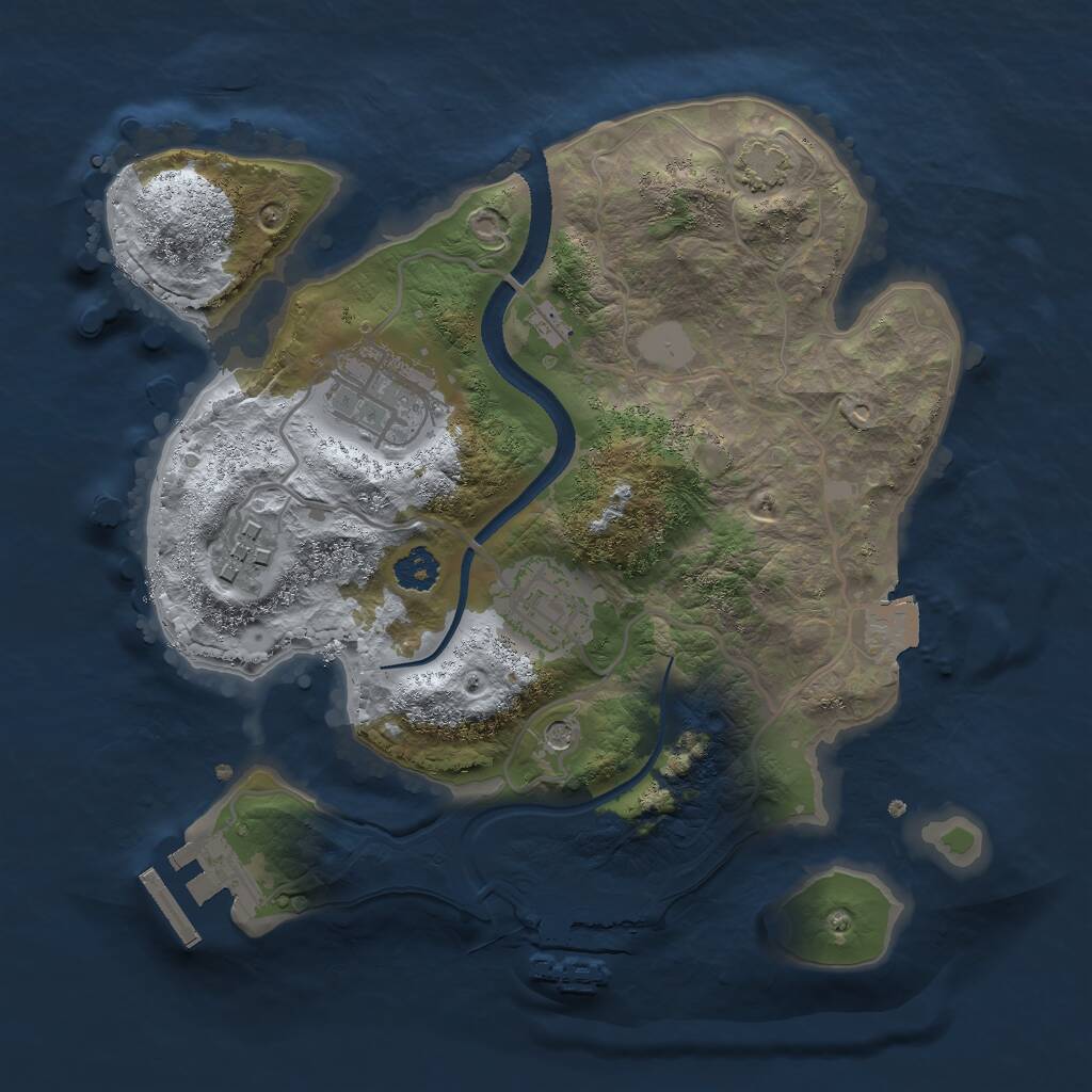 Rust Map: Procedural Map, Size: 2500, Seed: 2084704103, 8 Monuments