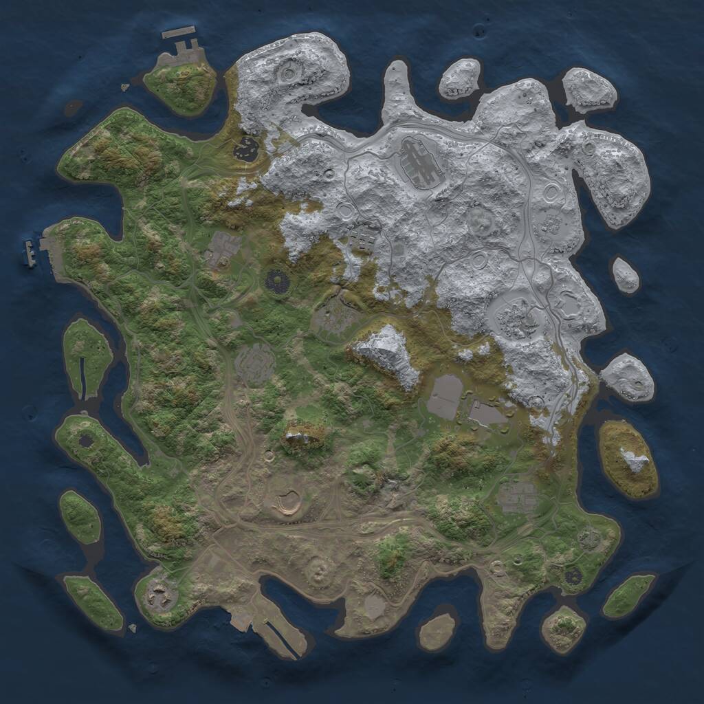 Rust Map: Procedural Map, Size: 4250, Seed: 1043850673, 17 Monuments