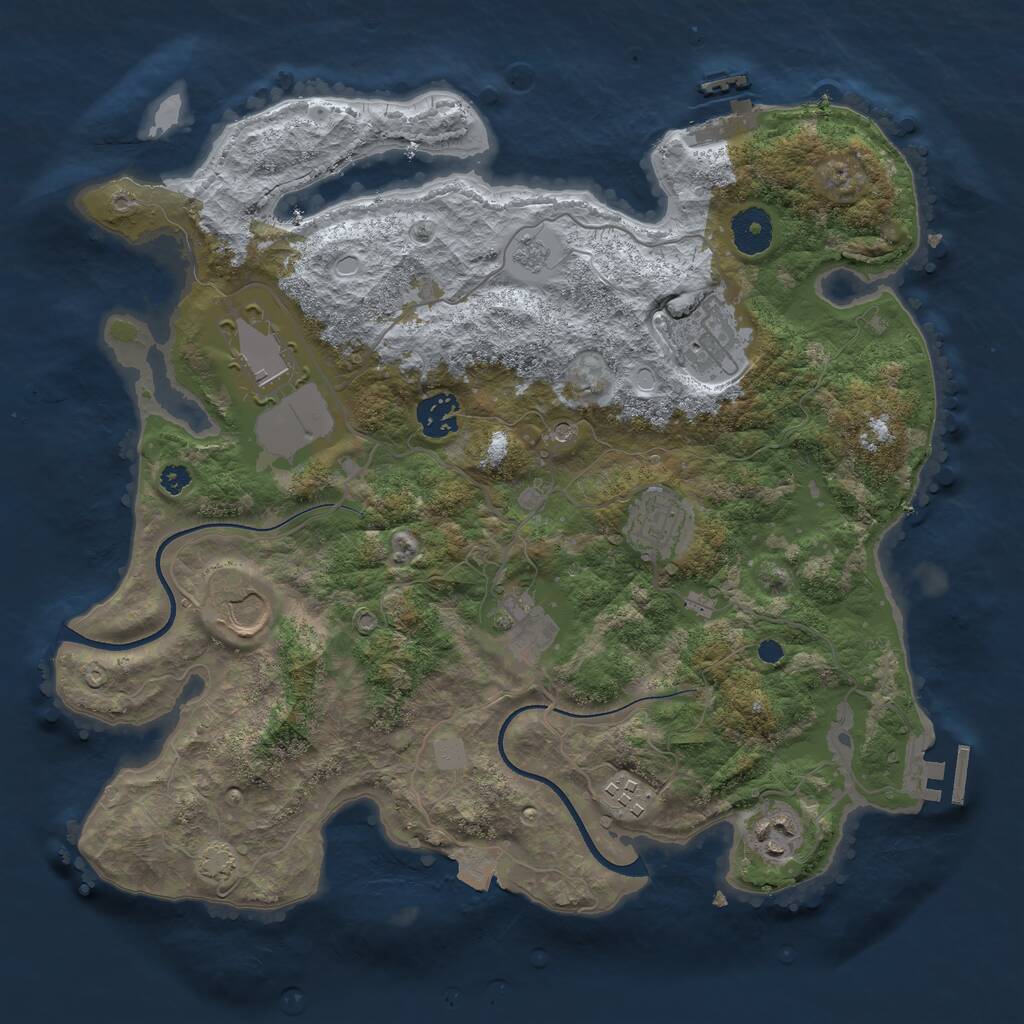 Rust Map: Procedural Map, Size: 3500, Seed: 2166309, 14 Monuments