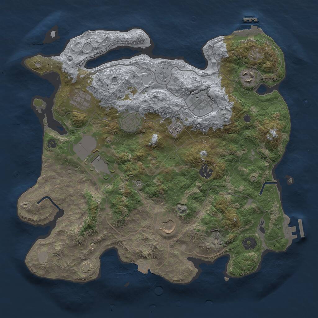 Rust Map: Procedural Map, Size: 3500, Seed: 2166309, 14 Monuments