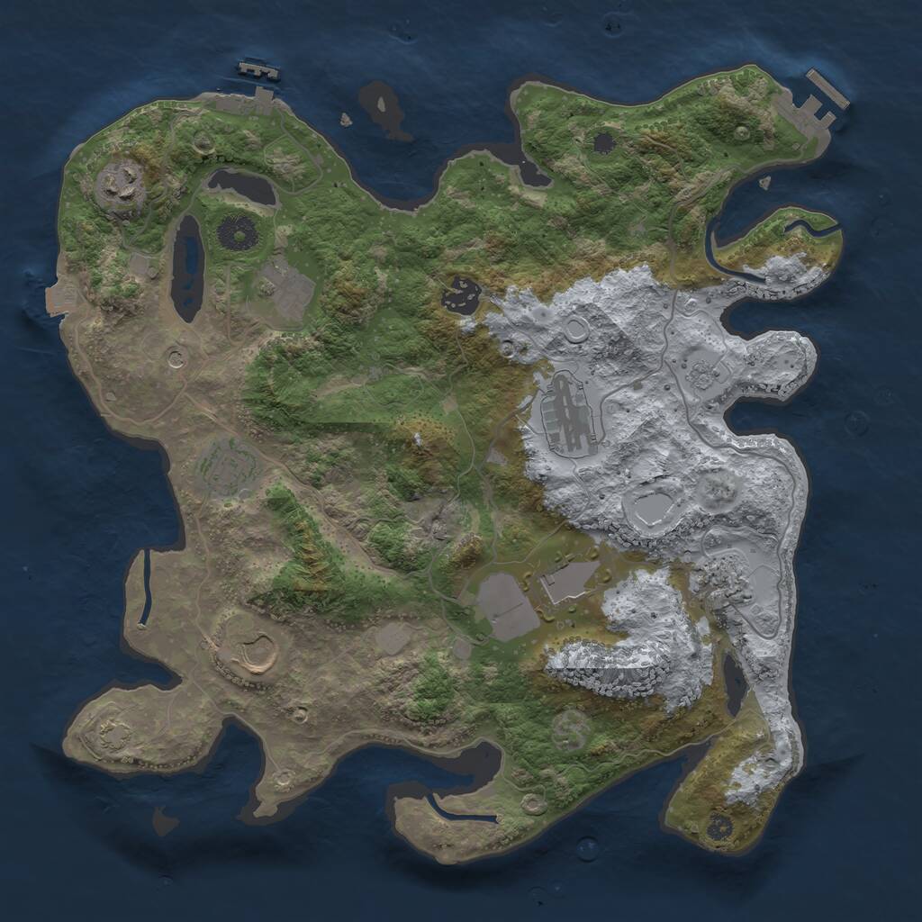 Rust Map: Procedural Map, Size: 3600, Seed: 1759103622, 14 Monuments