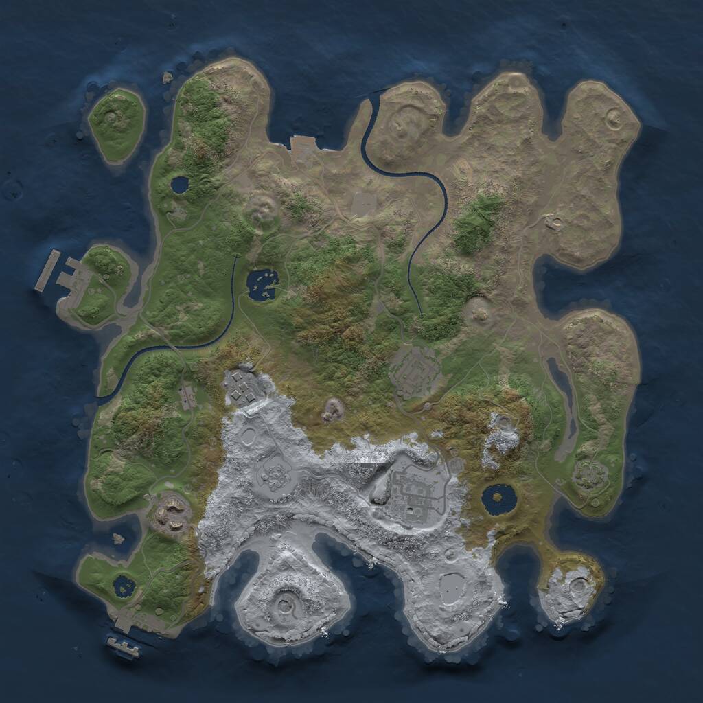 Rust Map: Procedural Map, Size: 3200, Seed: 1295842793, 11 Monuments