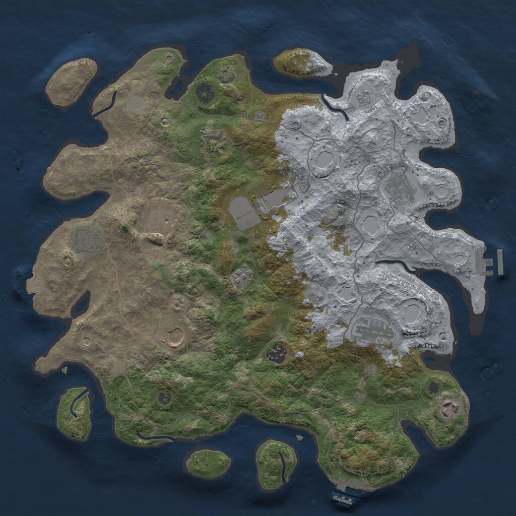 Rust Map: Procedural Map, Size: 4000, Seed: 1234060111, 16 Monuments