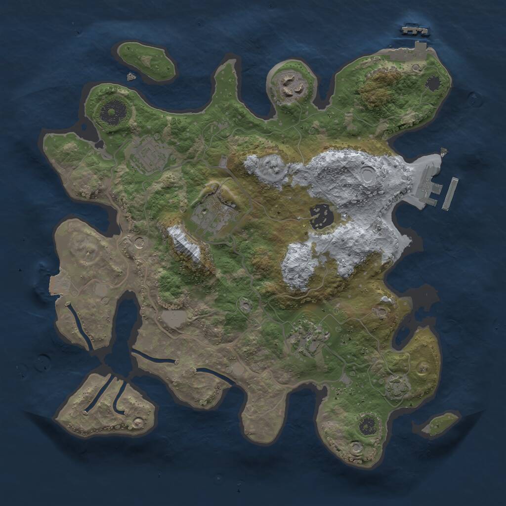 Rust Map: Procedural Map, Size: 3000, Seed: 676590558, 10 Monuments