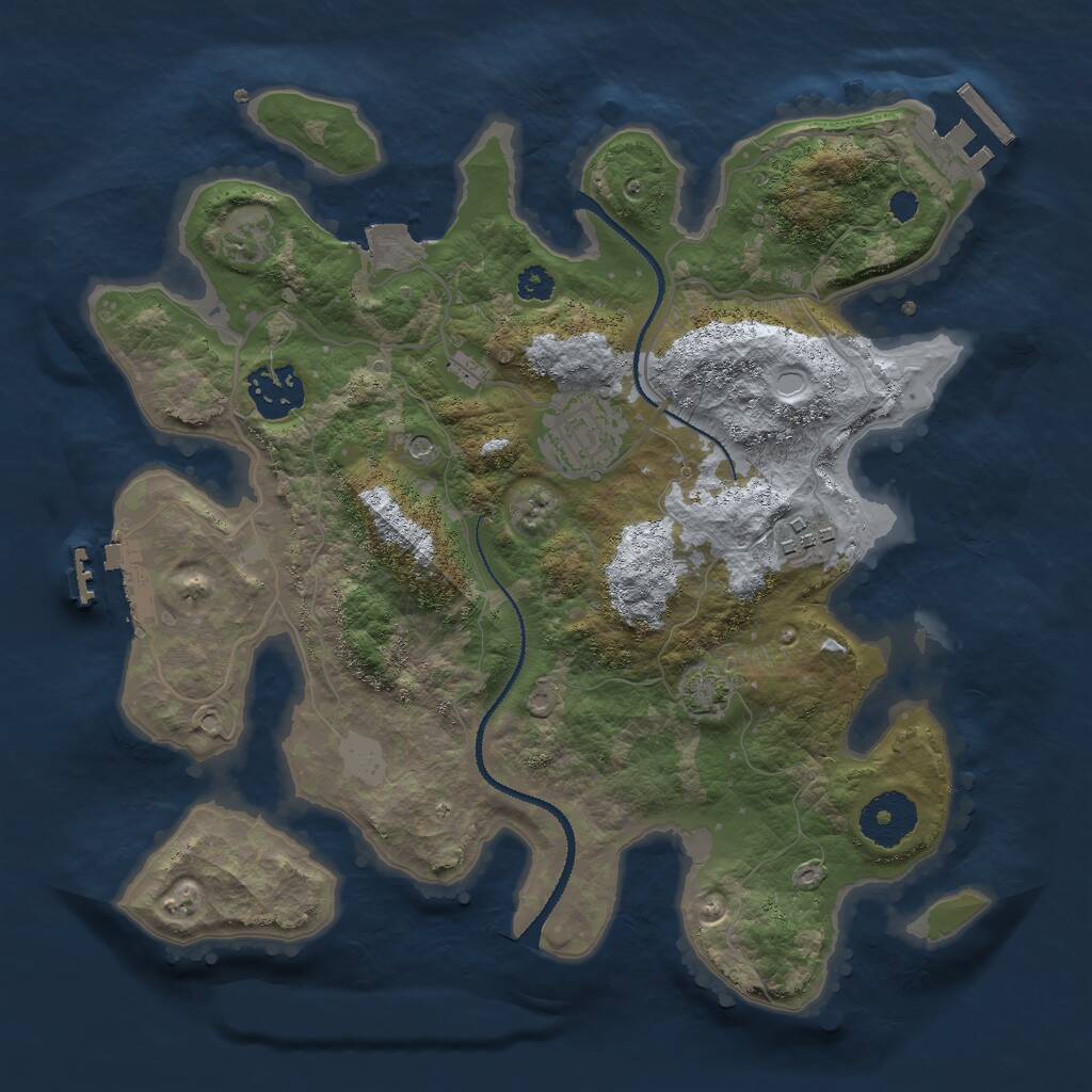 Rust Map: Procedural Map, Size: 3000, Seed: 676590558, 10 Monuments