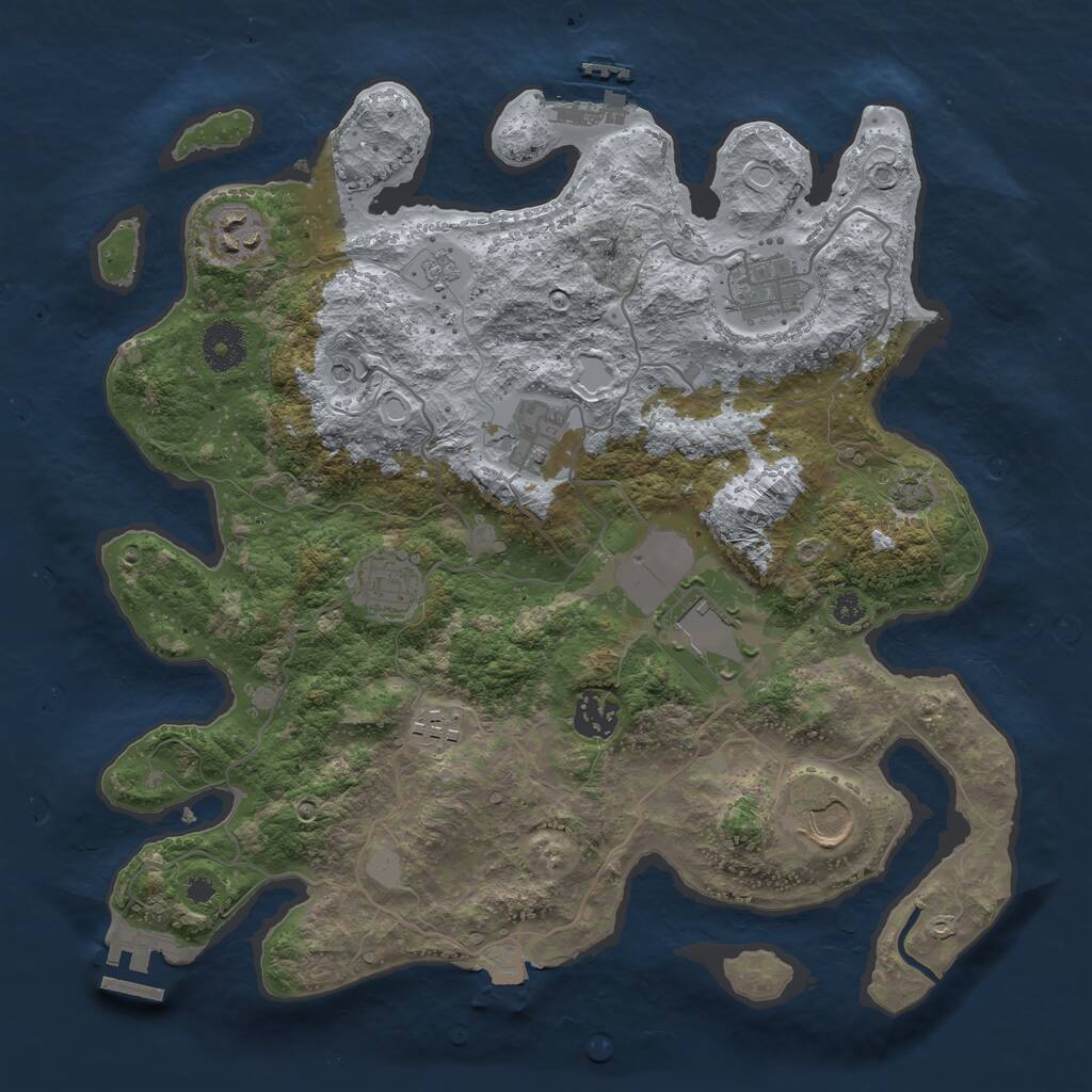 Rust Map: Procedural Map, Size: 3500, Seed: 414011407, 14 Monuments