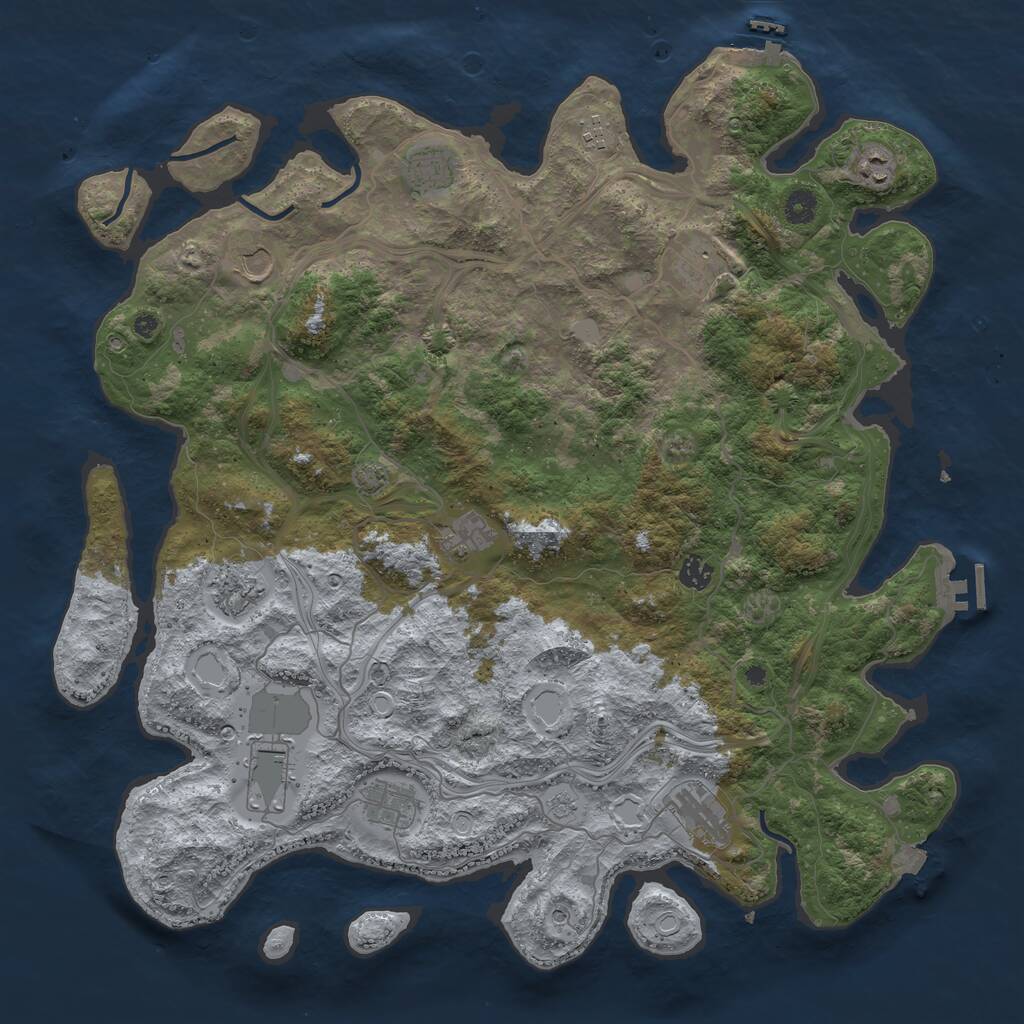 Rust Map: Procedural Map, Size: 4500, Seed: 1173492708, 17 Monuments