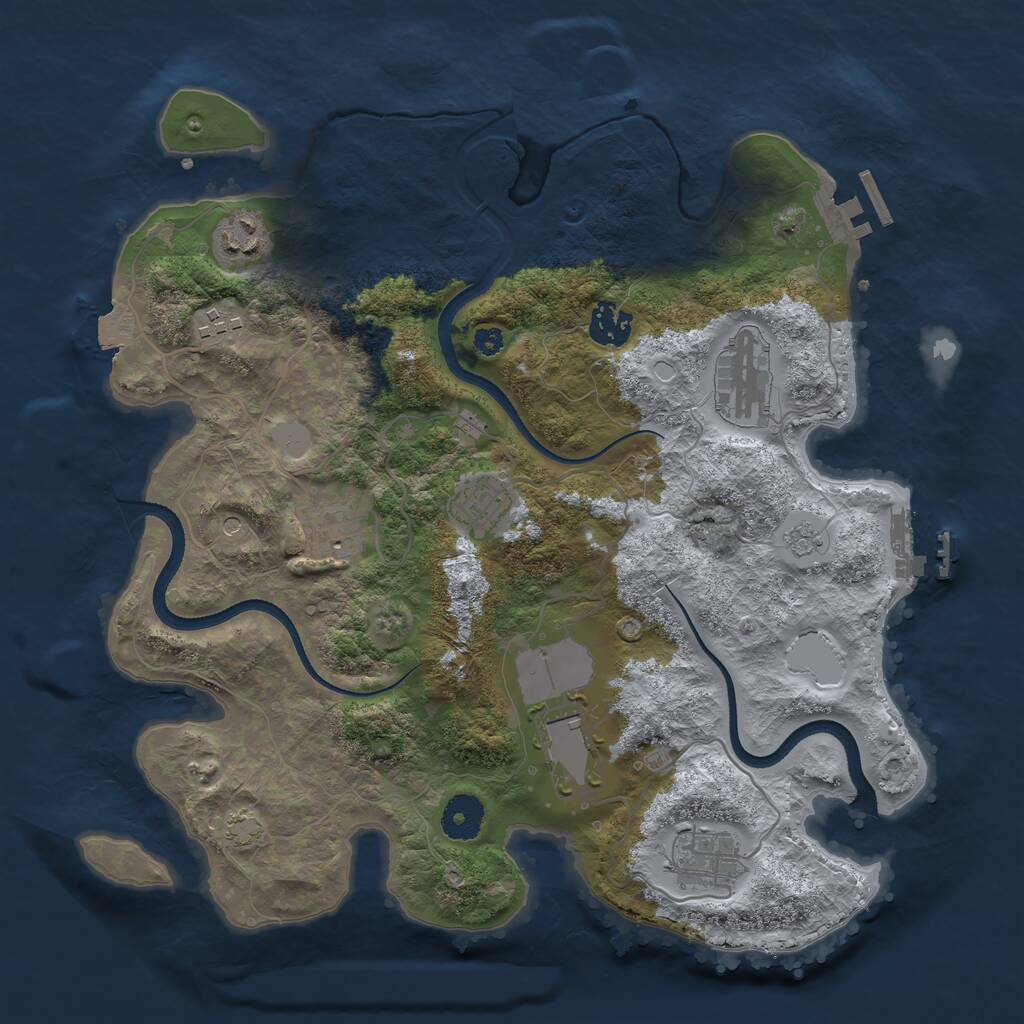 Rust Map: Procedural Map, Size: 3500, Seed: 374561084, 14 Monuments