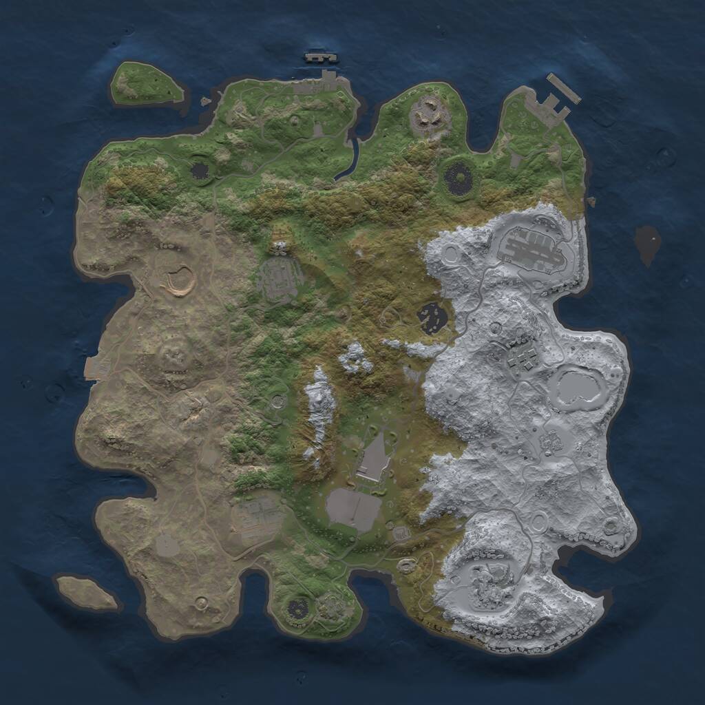 Rust Map: Procedural Map, Size: 3500, Seed: 374561084, 15 Monuments