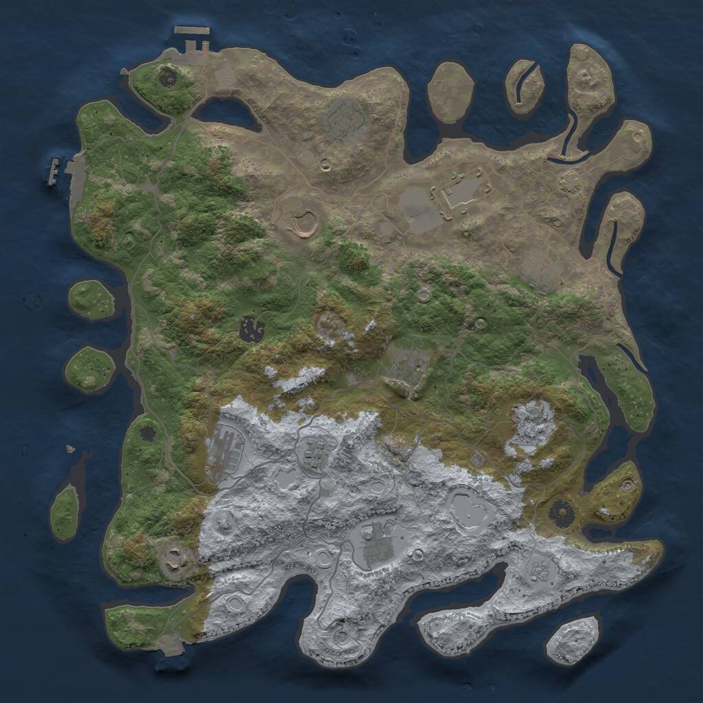 Rust Map: Procedural Map, Size: 4000, Seed: 136378475, 17 Monuments